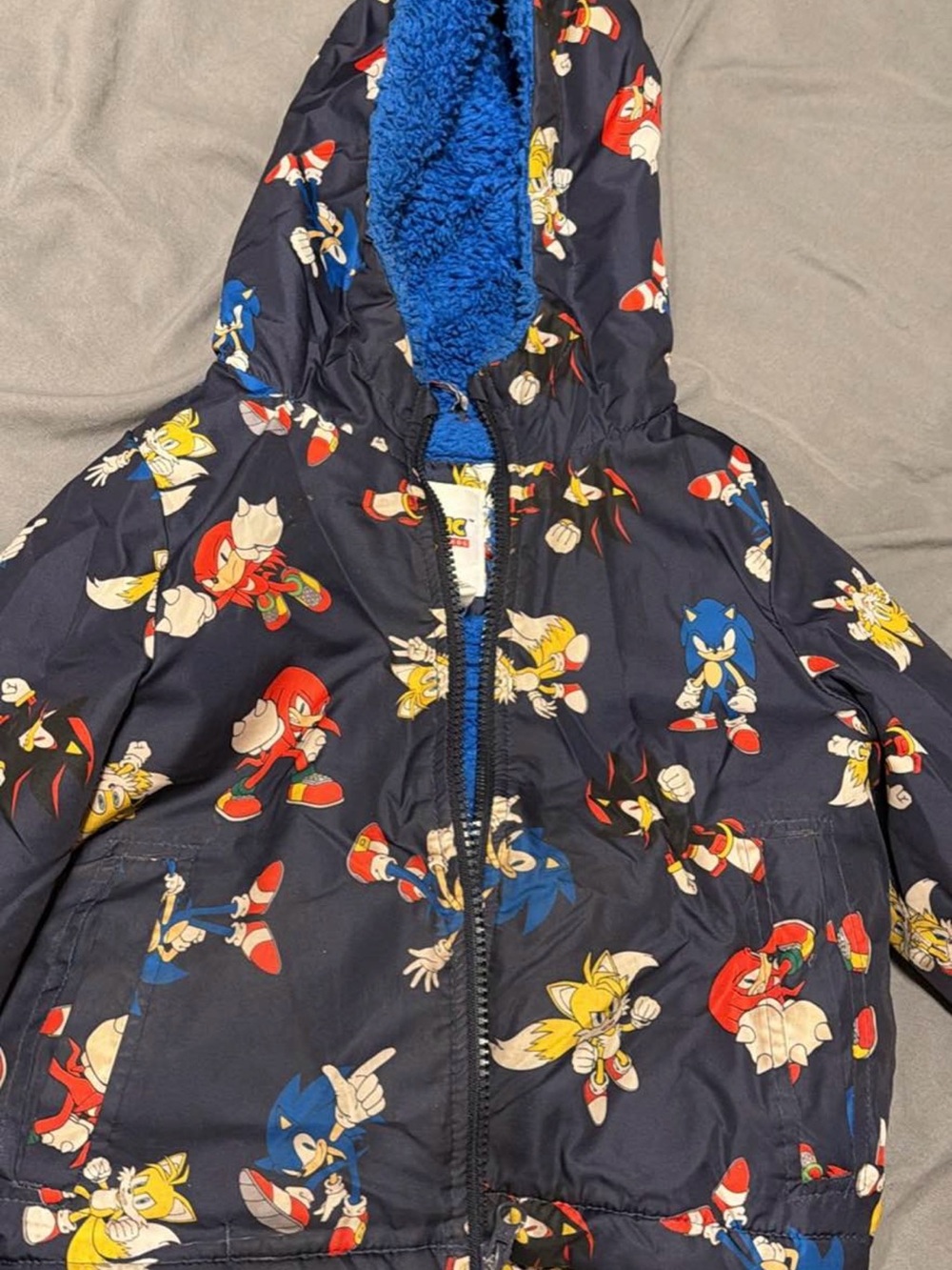 Sonic Print Navy Kids' Hooded Jacket